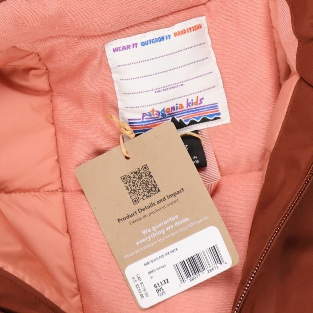 Patagonia Baby Snow Pile One Piece Dried Vanilla Brown 2T NWT MSRP $219 - Picture 6 of 8
